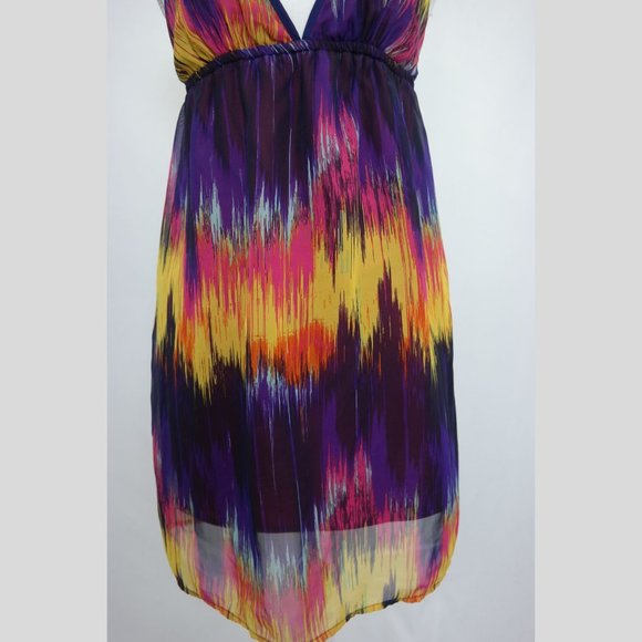 Kira Unique colorful Mini Dress. SEXY V-neck, BACKLESS w/ Convertible Straps - Picture 7 of 13